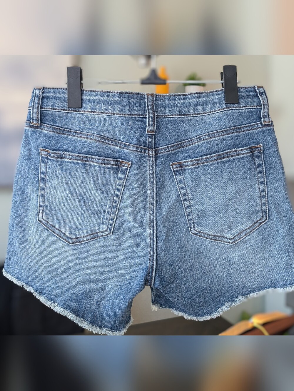 Kut from the Kloth Light Blue Denim Frayed Hem Shorts - Picture 4 of 8